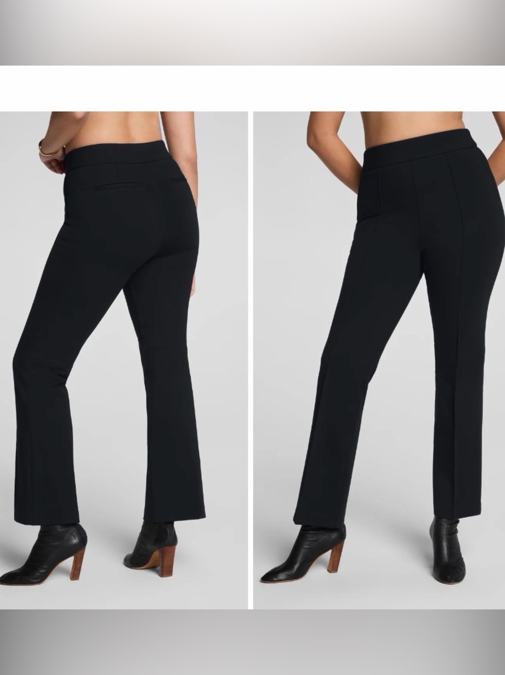 Spanx Super Smooth Ponte Kick Flare Pant with Pintuck Womens Large Black Stretch